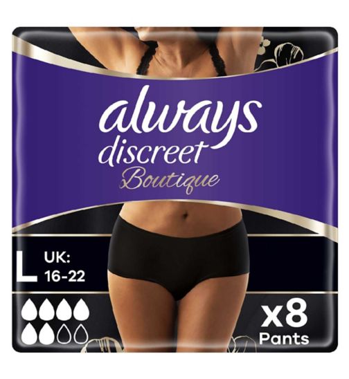Always Discreet Boutique Incontinence Pants Low-Rise Large Black x8