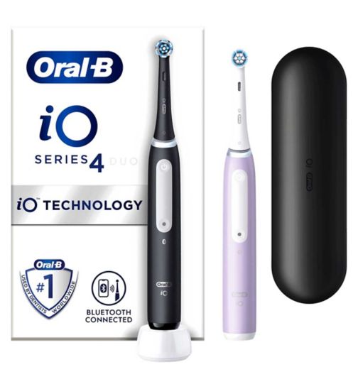 Oral-B iO4 Black & Lavender Electric Toothbrushes Designed By Braun