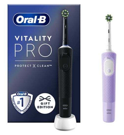 Oral-B Vitality Pro Black & Purple Electric Toothbrushes Designed By Braun