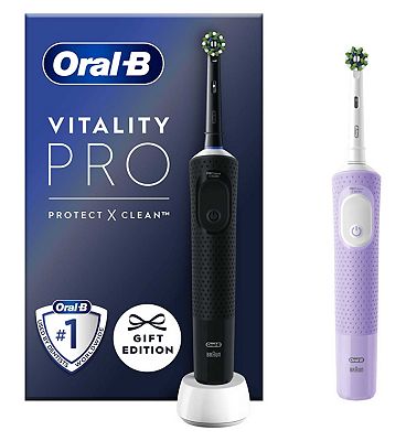 ORAL B Vitality Pro Electric Toothbrush - Black & Purple Duo