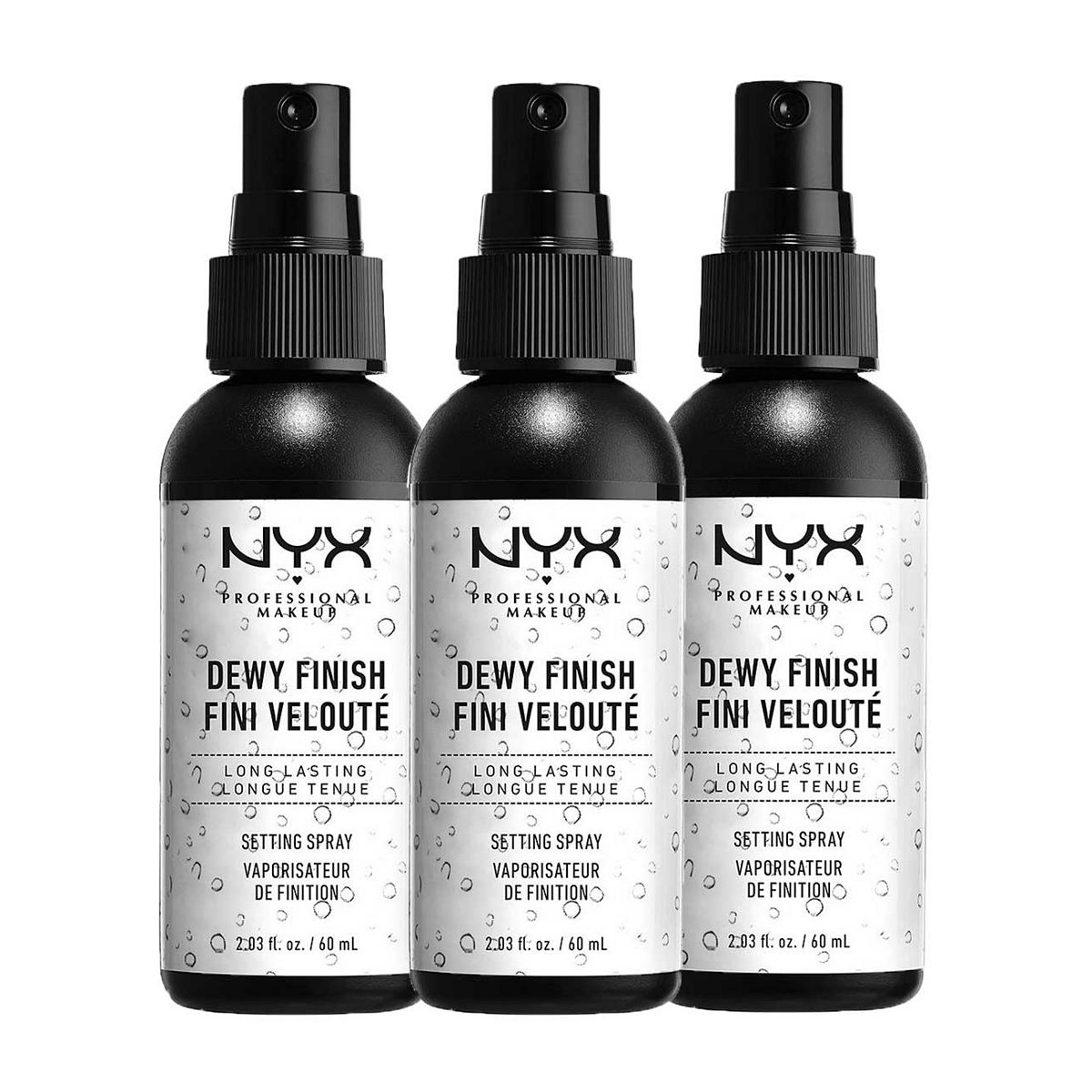 NYX Professional Makeup Make Up Setting Spray - Dewy Finish 3 X Sprays