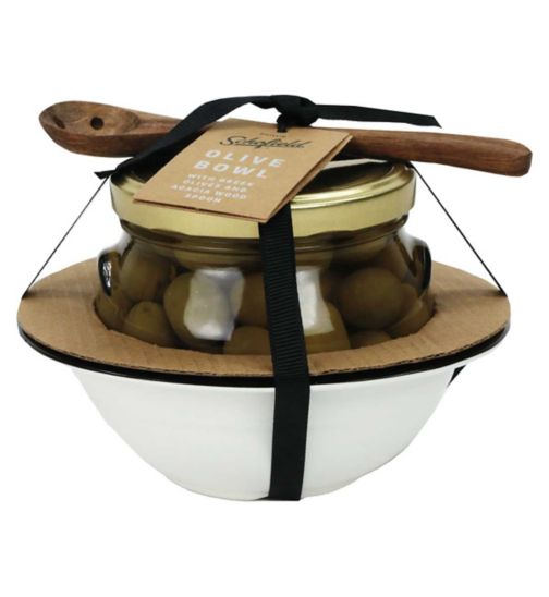 Phillip Schofield Greek Olives with Olive Bowl and Acacia Wood Spoon