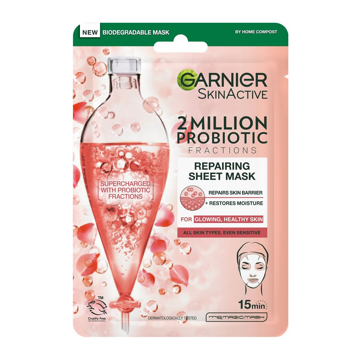 Garnier Skinactive Probiotic Repairing Face Sheet Mask With 2 Million Fractions, 22g
