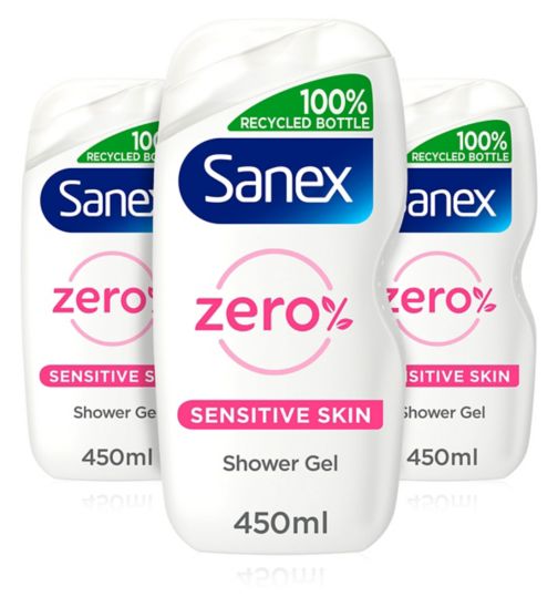 Sanex Zero % Sensitive Skin Shower Gel Bundle;Sanex Zero % Shower Gel 450ml;Sanex Zero% Gentle Moisture Shower Gel for Sensitive Skin 450ml