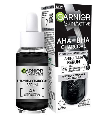 Garnier Skinactive 4% AHA + BHA & Niacinamide Charcoal Serum, Improve Appearance Of Marks & Blemishe