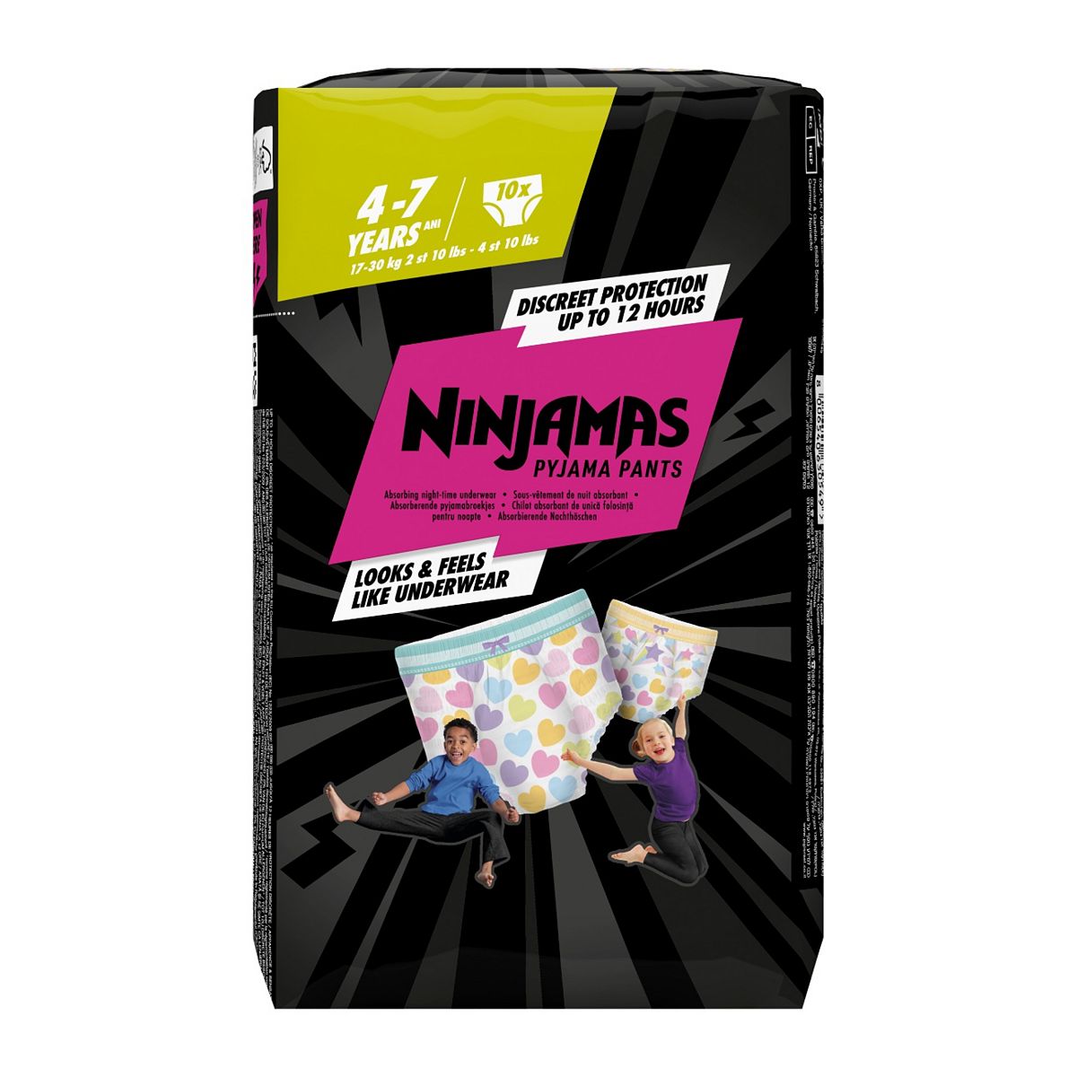 Pampers Ninjamas Bedwetting Pyjama Pants Girls X10, 4-7 Years, 30kg
