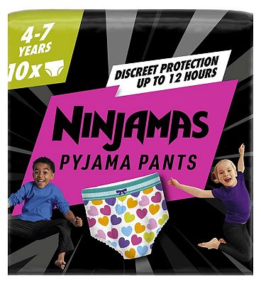 Pampers Ninjamas Bedwetting Pyjama Pants Girls x10, 4-7 Years