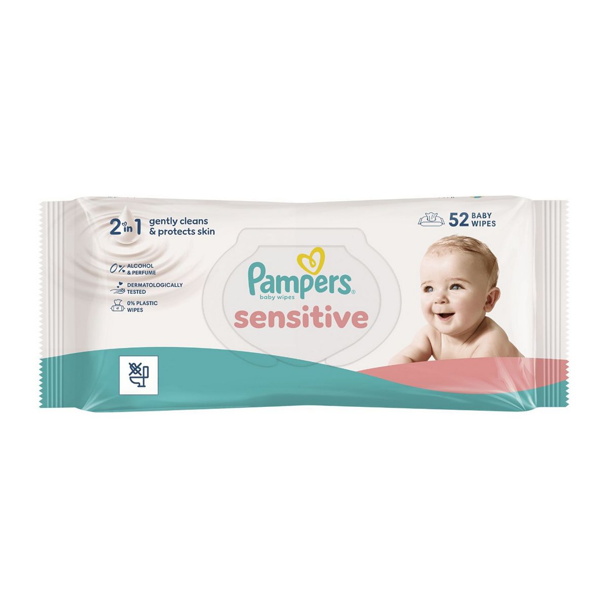 Pampers Sensitive Baby Wipes Plastic Free 1 Pack 52 Wet