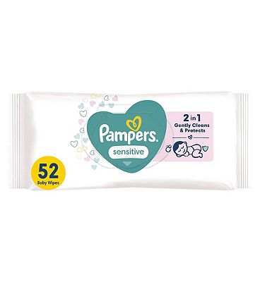 Pampers Sensitive Baby Wipes Plastic Free 1 Pack = 52 Baby Wet Wipes