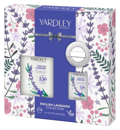 Yardley English Lavender Perfumed Talc & Luxury Soap Collection with Powder Puff