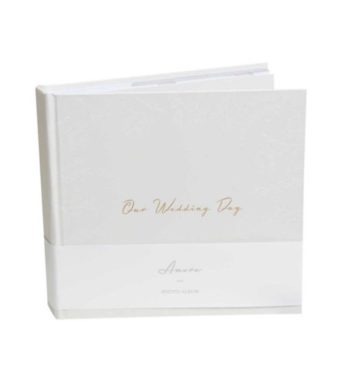 Our Wedding Day Grey Floral Photo Album 4x6 50 pages