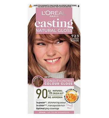 LOral Paris Casting Natural Gloss Semi-Permanent Hair Dye, Ammonia Free, 7.23 Almond Blonde