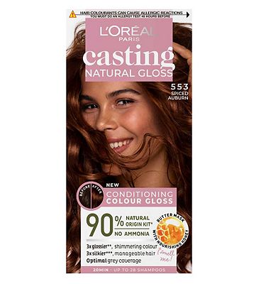 LOral Paris Casting Natural Gloss Semi-Permanent Hair Dye, Ammonia Free, 5.53 Spiced Auburn