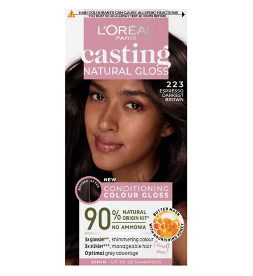 L’Oréal Paris Casting Natural Gloss Semi-Permanent Hair Dye, Ammonia Free, 2.23 Espresso Darkest Brown
