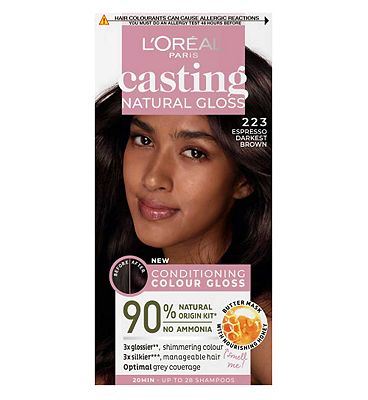 LOral Paris Casting Natural Gloss Semi-Permanent Hair Dye, Ammonia Free, 2.23 Espresso Darkest Brown