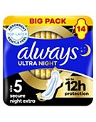 Always Ultra Day & Night Sanitary Towels Wit Wings Size 3 18 Pack - Tesco  Groceries