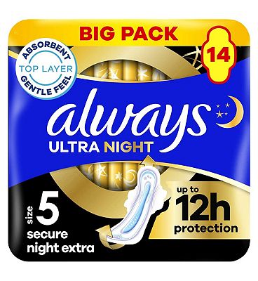 always Ultra Secure Night Extra Pads With Wings - Size 5, 16 Pcs