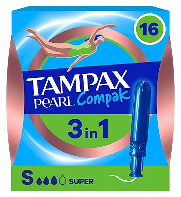 Tampax Pearl Compak Super Tampons With Applicator x16