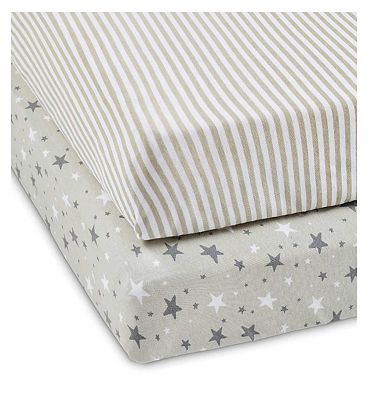 Ickle Bubba Fitted Cotbed Sheets - Cosmic Aura 2 Pack