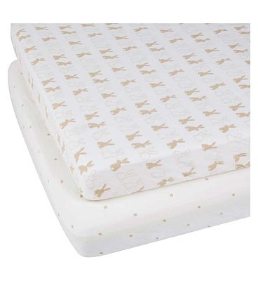 Ickle Bubba Fitted Cotbed Sheets - Bunnychino 2 Pack
