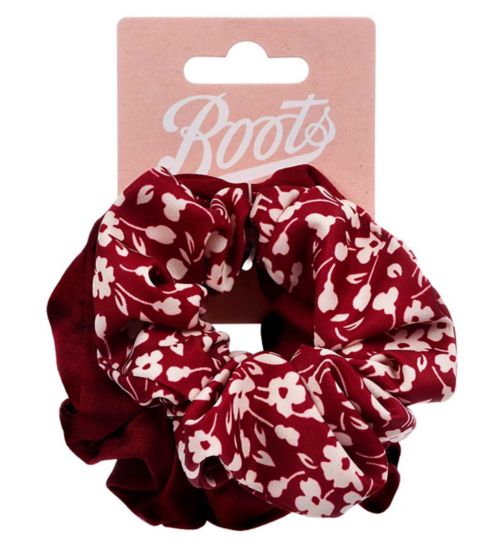 Boots floral and burgundy 2 pack scrunchies