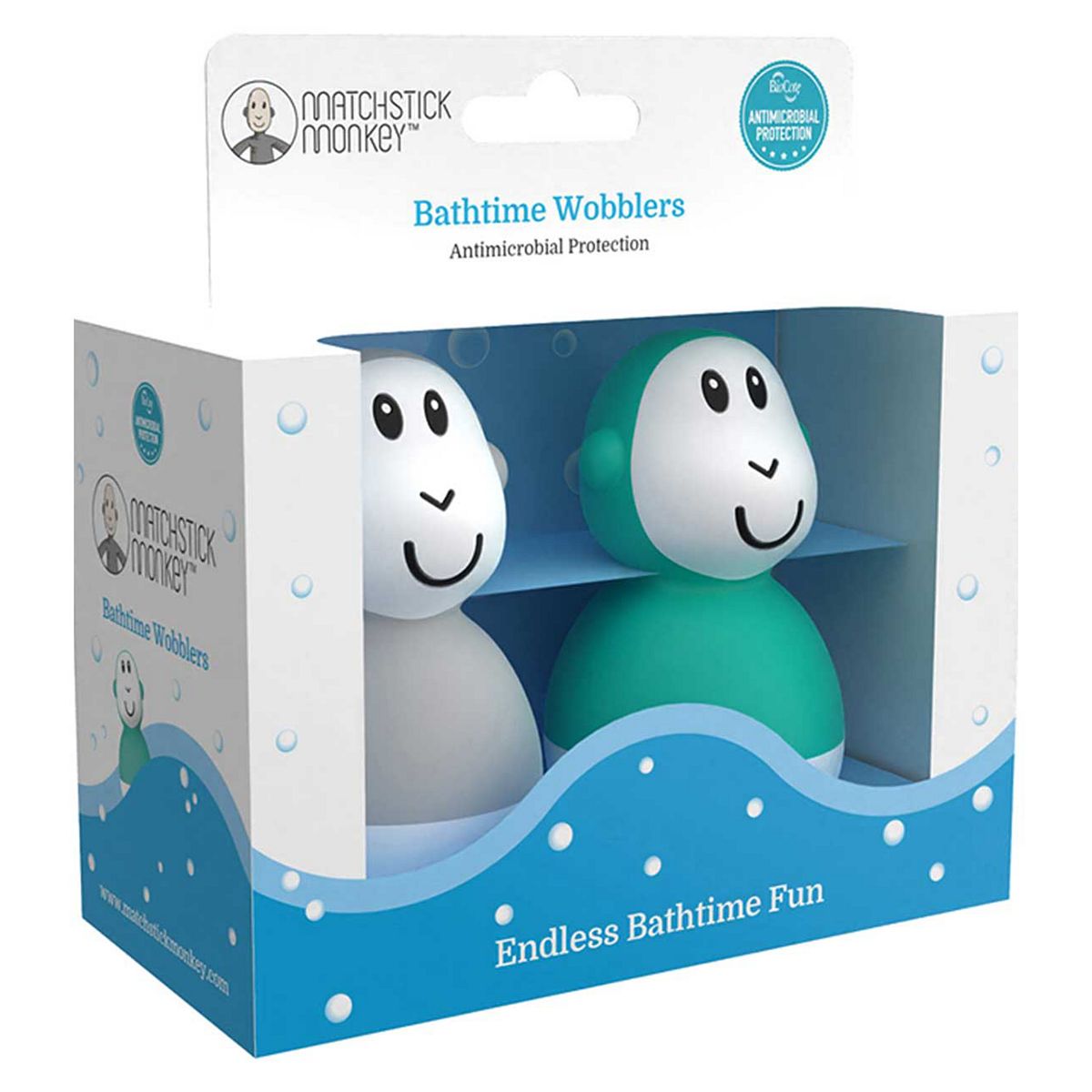 Matchstick Monkey Bathtime Wobblers - Cool Grey & Green