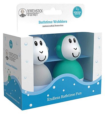 Matchstick Monkey Bathtime Wobblers - Cool Grey & Green