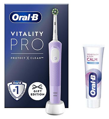 Click to view product details and reviews for Oral B Vitality Pro Lilac Electric Rechargeable Toothbrush And Gum Calm Toothpaste 75ml.