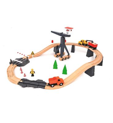 Tooky Toy Holzzug Zum Zusammenbauen – 35-teilig Mit Baustellen-Bühne, Holzspielzeug