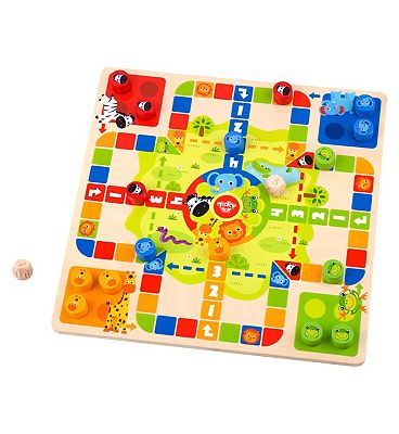 Tooky Toy wooden 2 in 1 Chess and Snakes and Ladders