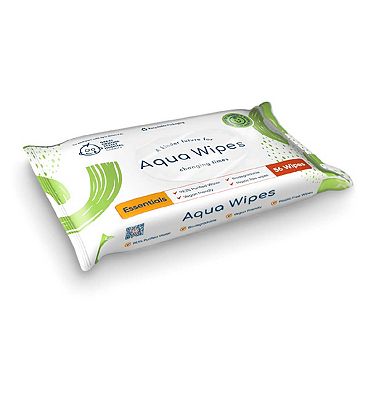 Aqua Wipes Essentials Biodegradable Plastic-Free Baby Wipes 56s