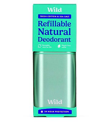 Wild Aqua Case and Fresh Cotton & Sea Salt Deodorant Refill - Starter Pack