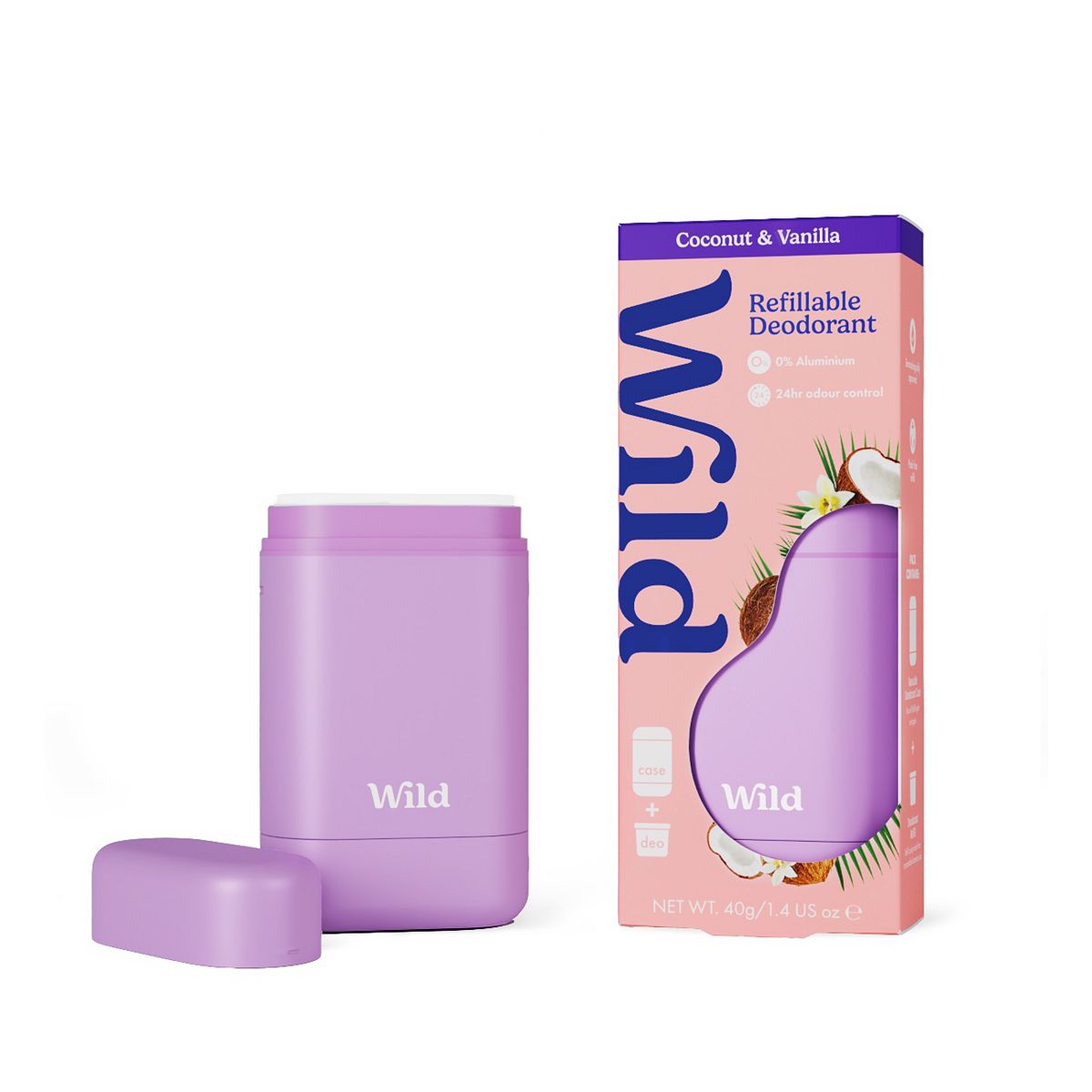 Wild Purple Case And Coconut & Vanilla Deodorant Refill - Starter Pack