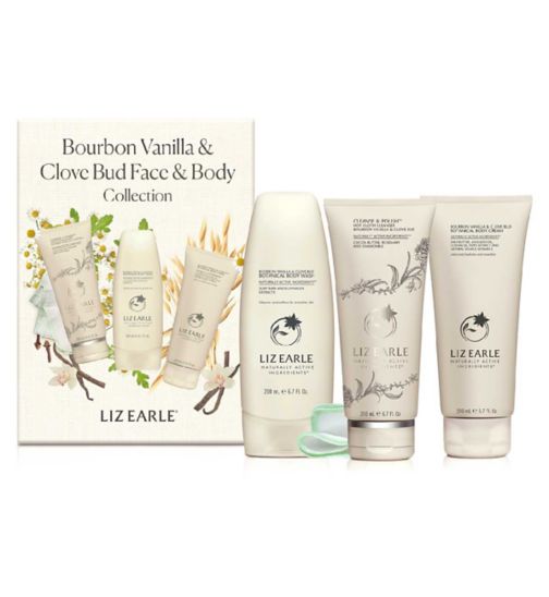 Liz Earle Bourbon, Vanilla & Clove Bud Face & Body Collection - 3 Full-Size Products