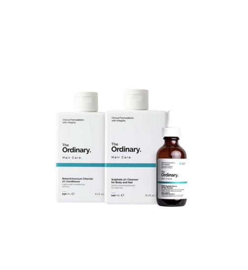 The Ordinary 4% Sulphate Cleanser for Body and Hair 240ml;The Ordinary Behentrimonium Chloride 2% Conditioner 240ml;The Ordinary Bhntrnm Chloride 2% Conditioner 240ml;The Ordinary Hair Care - Thicker and Fuller Bundle;The Ordinary Multi-Peptide Serum for Hair Density 60ml;The Ordinary Multi-Peptide Serum for Hair Density 60ml;The Ordinary Sulphate 4% Shampoo Cleanser for Body & Hair 240ml