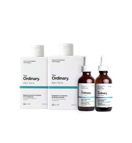 The Ordinary 4% Sulphate Cleanser for Body and Hair 240ml;The Ordinary Behentrimonium Chloride 2% Conditioner 240ml;The Ordinary Bhntrnm Chloride 2% Conditioner 240ml;The Ordinary Hair Care - Complete Bundle;The Ordinary Hair Care Nat Moisturizing + HA 60ml;The Ordinary Multi-Peptide Serum for Hair Density 60ml;The Ordinary Multi-Peptide Serum for Hair Density 60ml;The Ordinary Natural Moisturizing Factors + HA 60ml;The Ordinary Sulphate 4% Shampoo Cleanser for Body & Hair 240ml