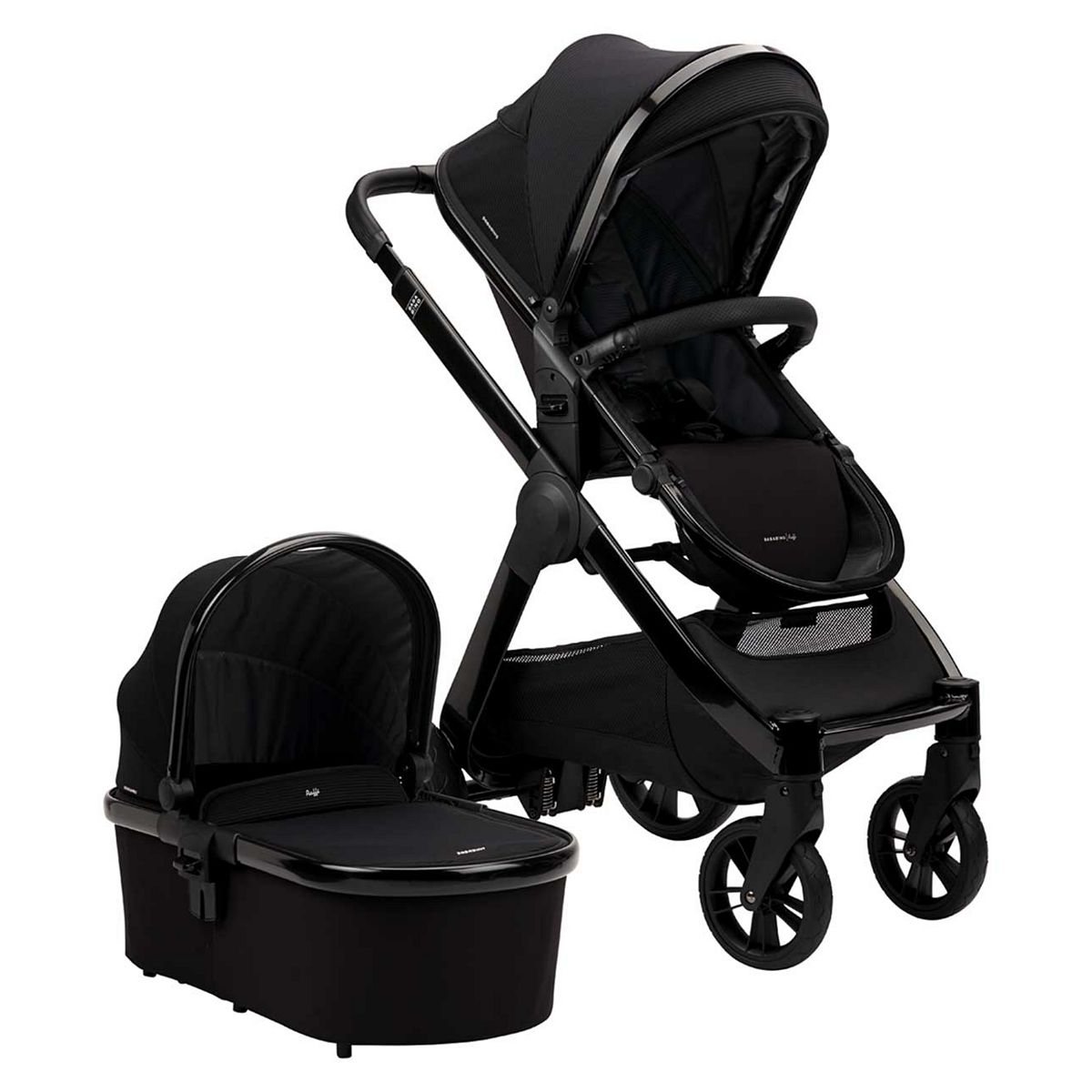 Bababing Raffi Pushchair 3 In 1 Travel System Including Footmuff Glass Black