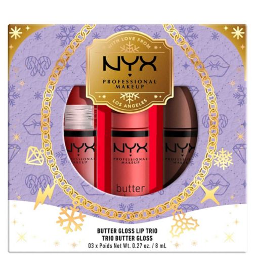 NYX Professional Makeup Butter Gloss Trio Gift Set - Sugar Glass, Crème Brulee & Cinnamon Roll