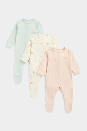 Bunny Sleepsuits - 3 Pack