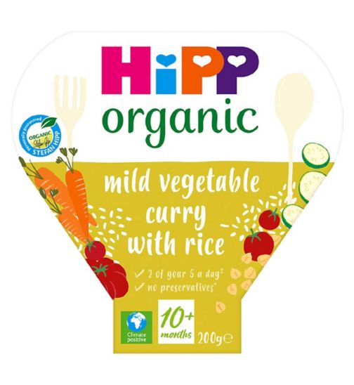 HiPP Organic Mild Vegetable Curry With Rice Toddler Tray Meal 10+ Months 200g