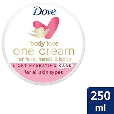 Dove Body Love Light Hydration Instant Absorption One Cream for face, hands & body for dry skin 250 