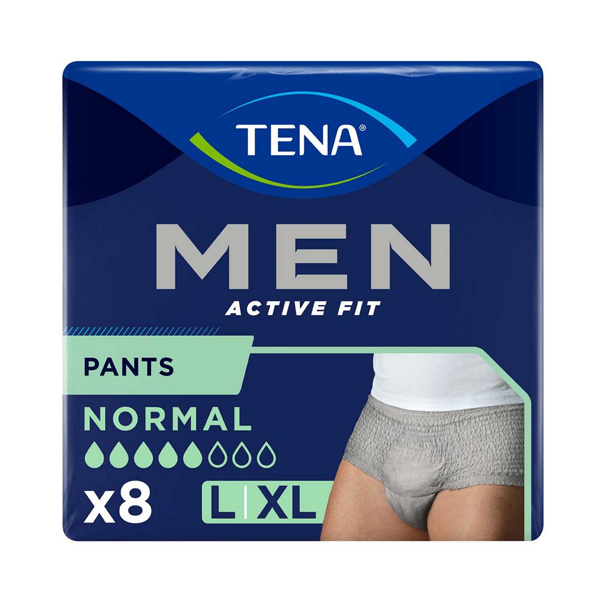 Tena Men Active Fit Incontinence Pants Normal Grey Size Large/xl 8 Pack