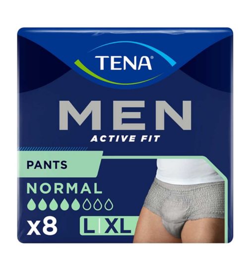 Tena Men Active Fit Incontinence Pants Normal Grey Size Large/XL 8 Pack