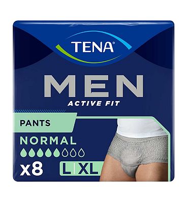Tena Men Active Fit Incontinence Pants Normal Grey Size Large/XL 8 Pack