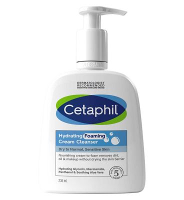 Cetaphil Hydrating Foaming Cream Cleanser, Face Wash Sensitive Skin 236ml