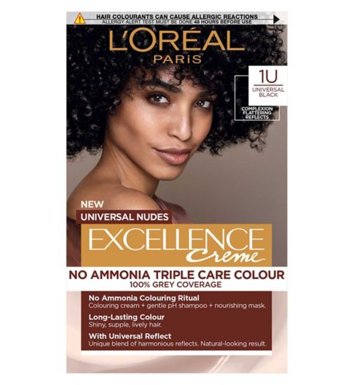 L’Oréal Paris Excellence Crème Universal Nudes Ammonia Free Permanent Hair Dye, 1U Universal Black