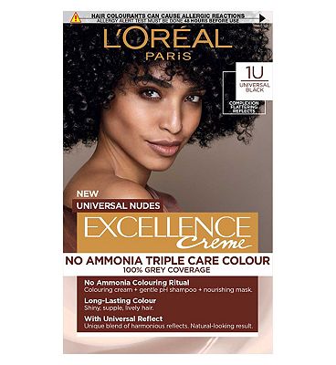 LOral Paris Excellence Crme Universal Nudes Ammonia Free Permanent Hair Dye, 1U Universal Black