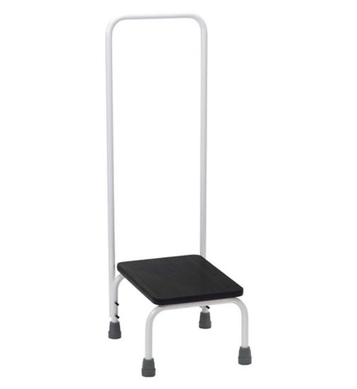 NRS Healthcare Step Stool with Hand Rail, White