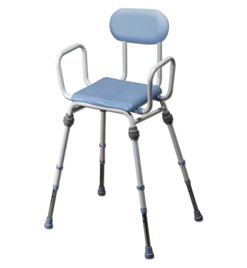 NRS Healthcare Compact Easy Modular Perching Stool With Arms and Padded Backrest