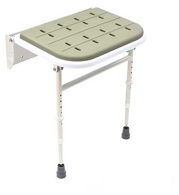 NRS Healthcare Folding Shower Seat with Legs and Padded Seat, White